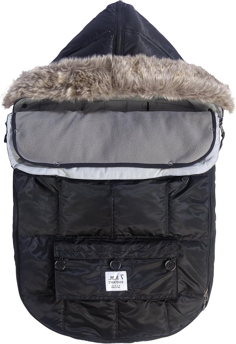 Baby Voetenzak - Kinderwagen Dekentje - Warmte Buiten - Afneembare Voorhoes - 107 cm - Zwart