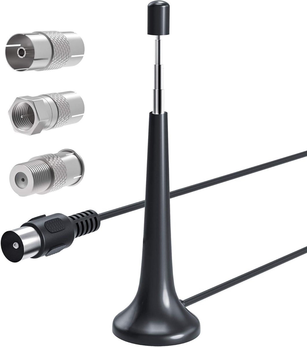 Radio Antenne - DAB FM Ontvanger - Verbeterde Klank - Magneetvoet Kabellengte - 300 cm Kabel - Zwart