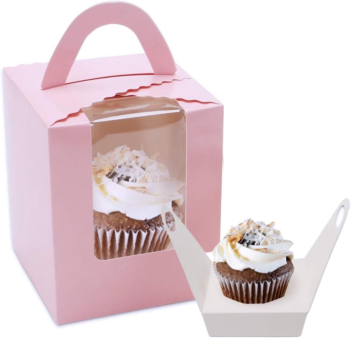 Cupcake Dozen Dozen - Muffin Doosjes - Taarten Presenteren - Met Handvat en Raam
