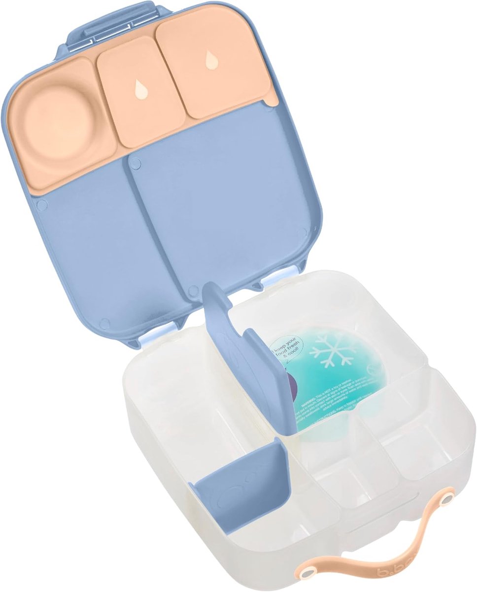 SnelShoppen - Jumbo Bentobox Lunchbox met 4 Vakken, 2 Lekvrij, Afneembare Scheidingswand, Gelkoelelement, Ideaal voor School, Kinderen, 2L