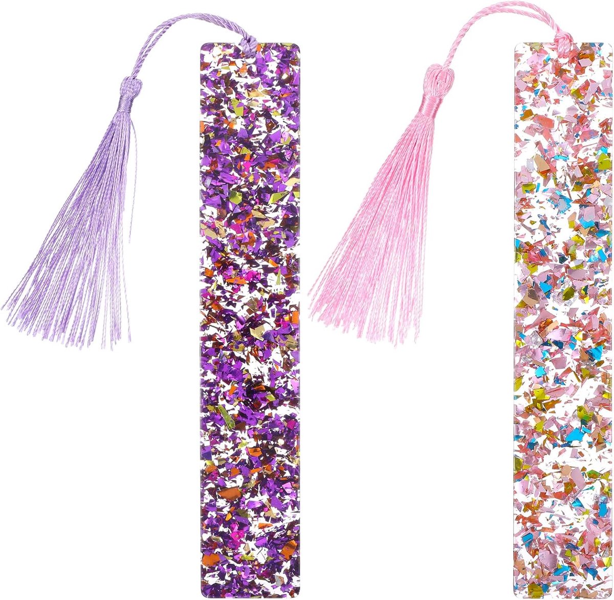 SnelShoppen - Set van 2 Glitter Resin Boekenleggers, Persoonlijke Boekenleggers voor Vrouwen en Meisjes, Kinderboekenliefhebbers, Hoogwaardige Acrylaa