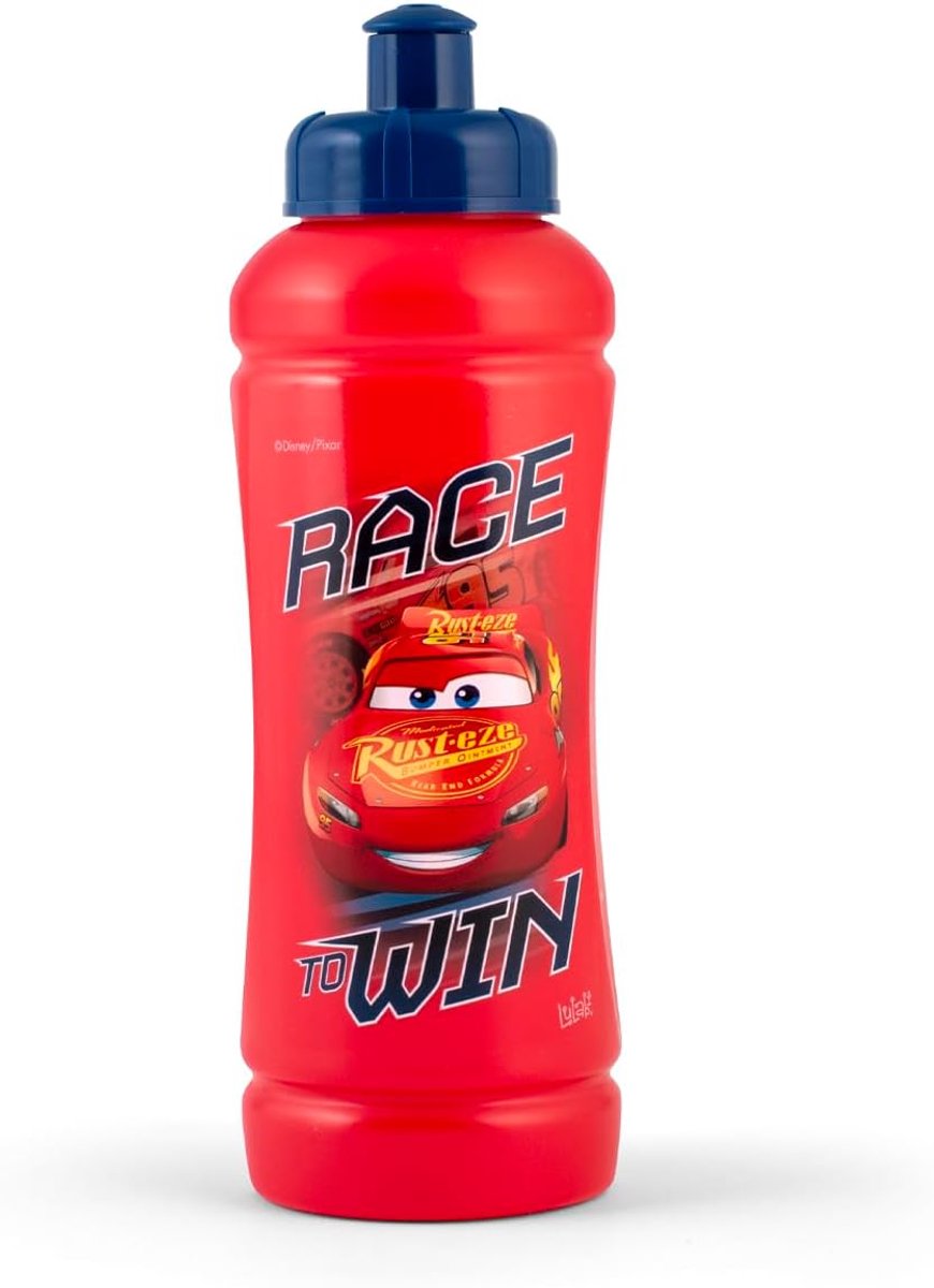 Thijox - Cars Drinkfles 450 ml - Polyethyleen Waterfles voor Kinderen - Ideaal voor Feest, Camping en School - Leuke Auto Design - Lichtgewicht en Duu