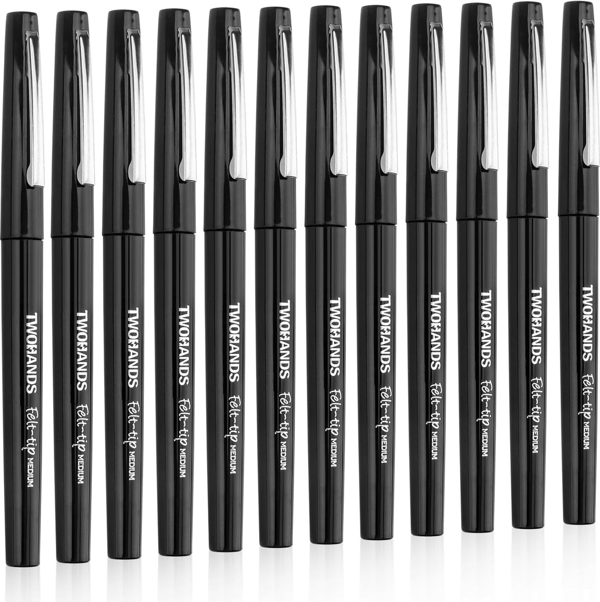 Thijox - Viltstiften Fijne Punt - Zwarte Fineliners Set van 12 - Medium Punt 0,7 mm - Sneldrogend voor Dagboek, Notities, Doodlen, Tekenen, Schrijven