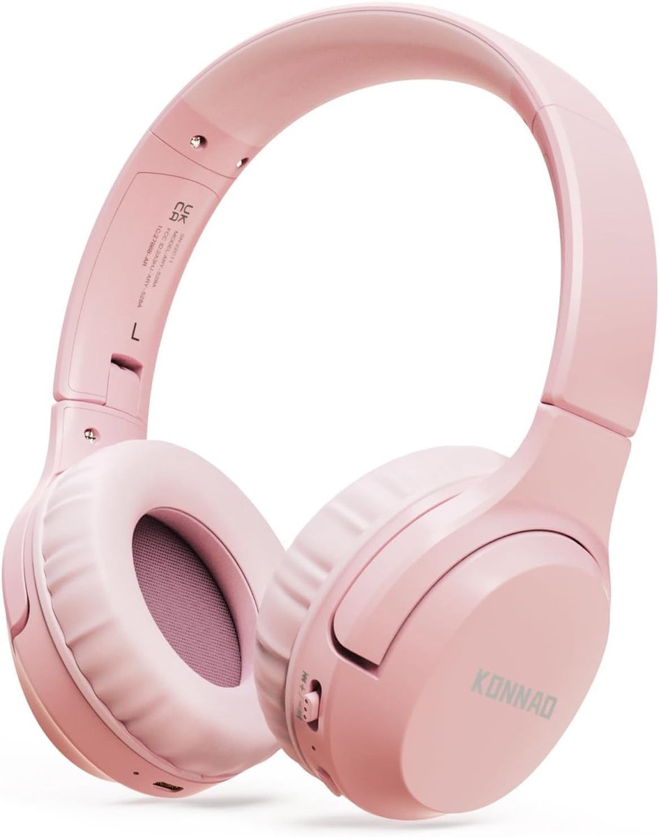 Thijox - Draadloze Kinderhoofdtelefoon met MIC, Volumebegrenzer 85 dB/94 dB, Opvouwbare On-Ear Hoofdtelefoon, 60 Uur Batterij, Roze, Ideaal voor Kinde