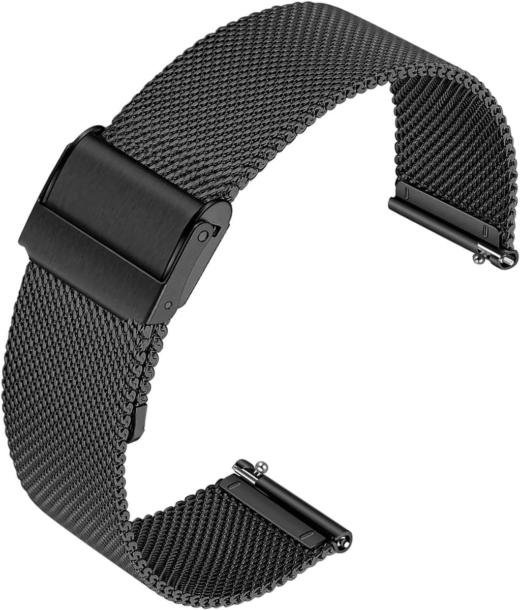 Thijox - Quick Release Mesh Geweven Metalen Horlogeband Met Dubbele Gesp voor Smart en Seiko Horloges - Universele Sluiting voor Mannen en Vrouwen