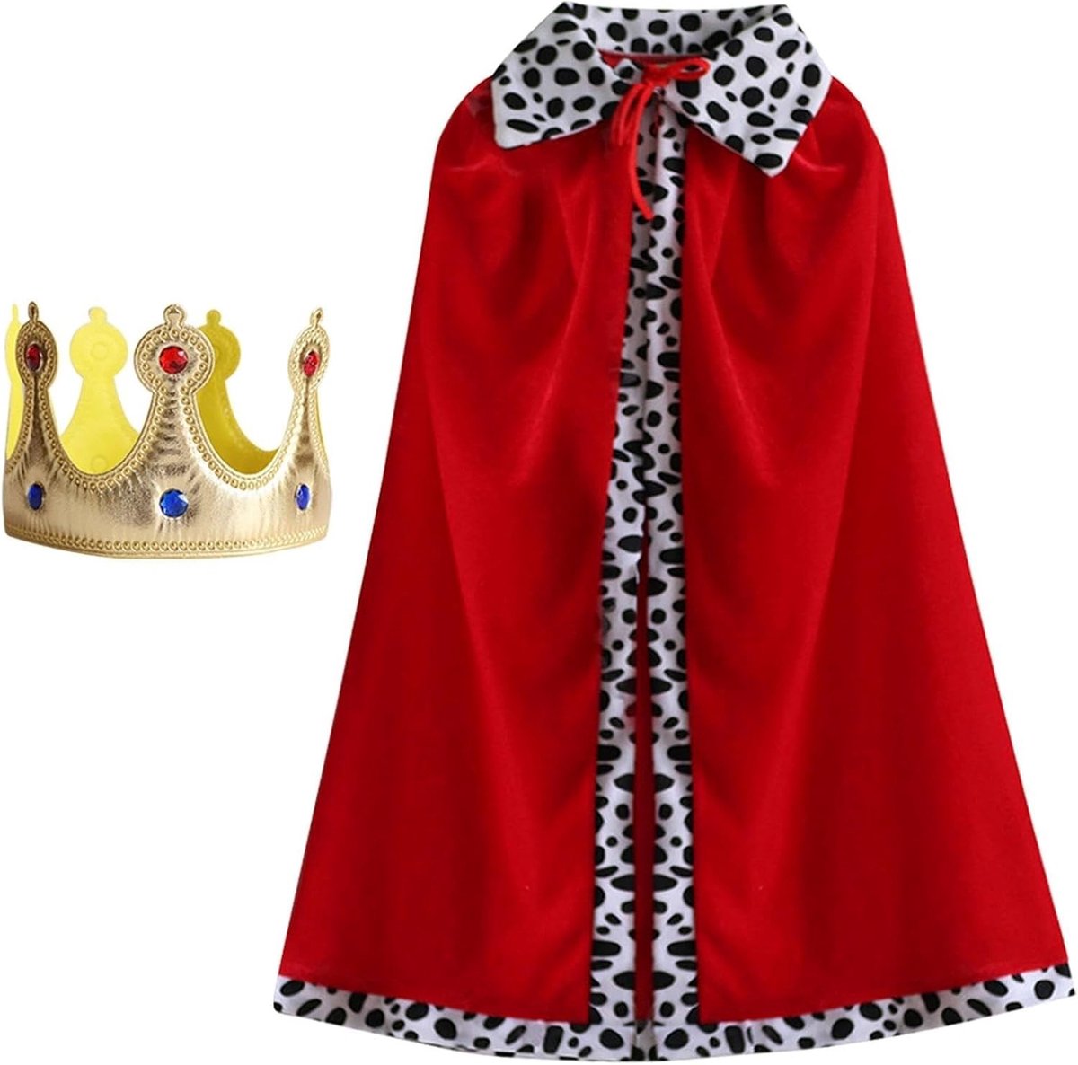 Koninklijke Cape met Kroon voor Prins of Koning - Kostuum voor Halloween, Carnaval en Themafeesten - 90 cm Lange Cosplay Accessoires