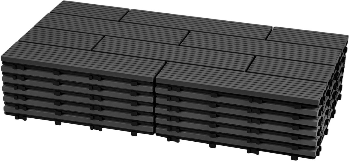 WPC Terrastegels 30x60 cm - 6 stuks - 1 m² - Antraciet - Kliktegels voor Balkon Tuin Terras