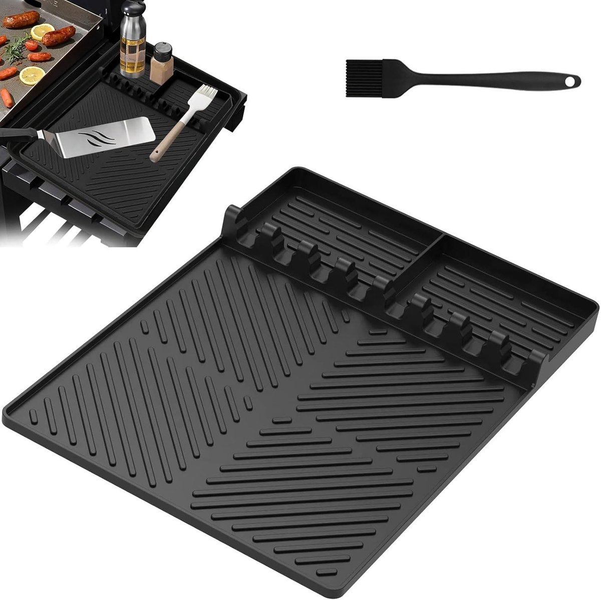 Praktische opbergmat voor BBQ-accessoires, antislip en hittebestendig, ideaal voor kruiden
