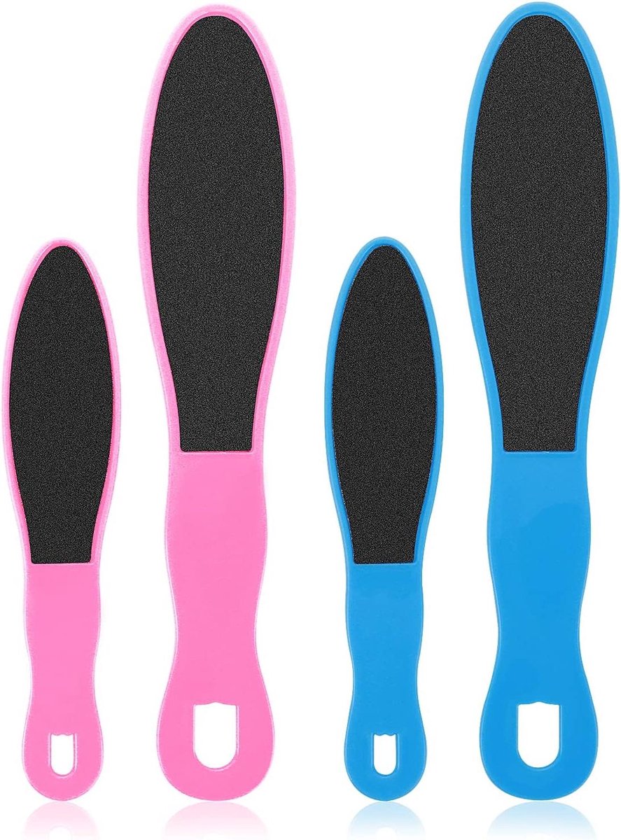 Voetvijl Set - Huidverwijderaar Voeten - Voetverzorging Thuis - Dubbelzijdig Ontwerp - 4 Stuks - Blauw Roze