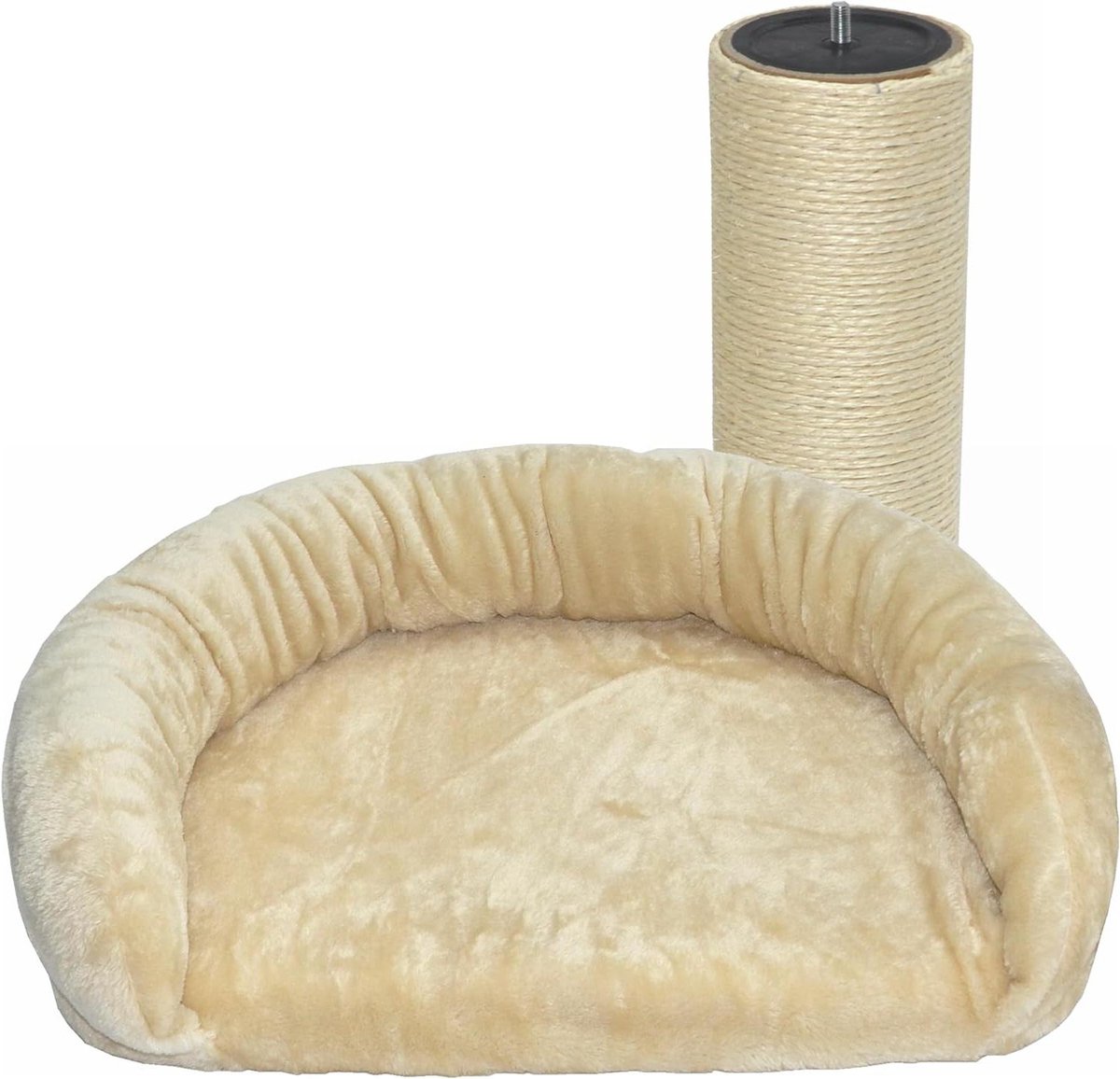 Kattenmand met Krabpaal - Luxe Kattenligplek - Rusten en Krabben - Ergonomisch Ontwerp - 60 x 40 cm - Beige