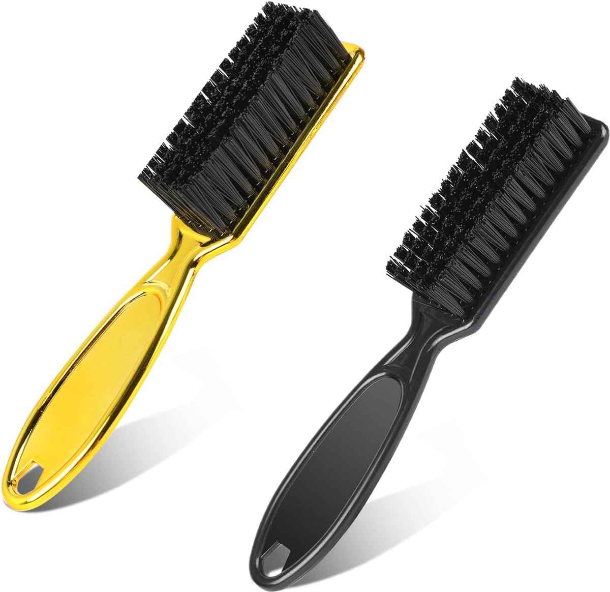 Thijox - 2 Stuks Nylon Nagelborstels voor Kappers, Tondeuse Reinigingsborstel, Kunststof en Nylonwol, Zwart en Goud, Voor Haarverzorging
