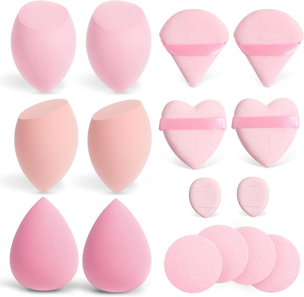 Thijox - 16 Stuks Make-upsponsset - Beauty-Blender, Huidvriendelijke Cosmetica Spons voor Vloeibare Foundation, Poeder en Concealer - Multifunctioneel