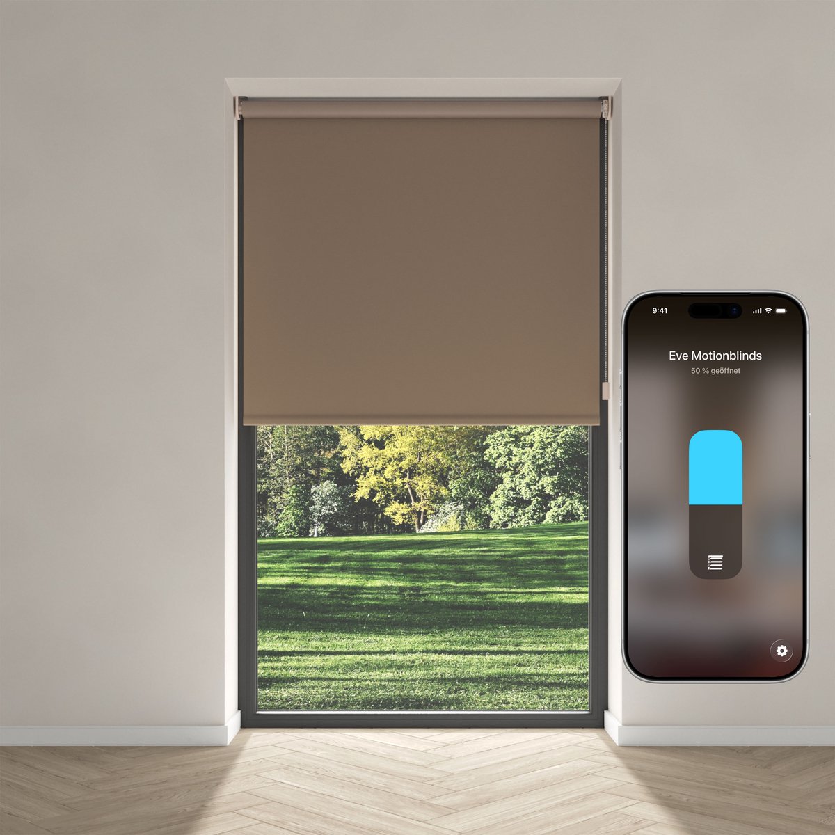 Eve Motionblinds (Matter) - Slim elektrisch rolgordijn voor binnen, app-/spraakbediening,