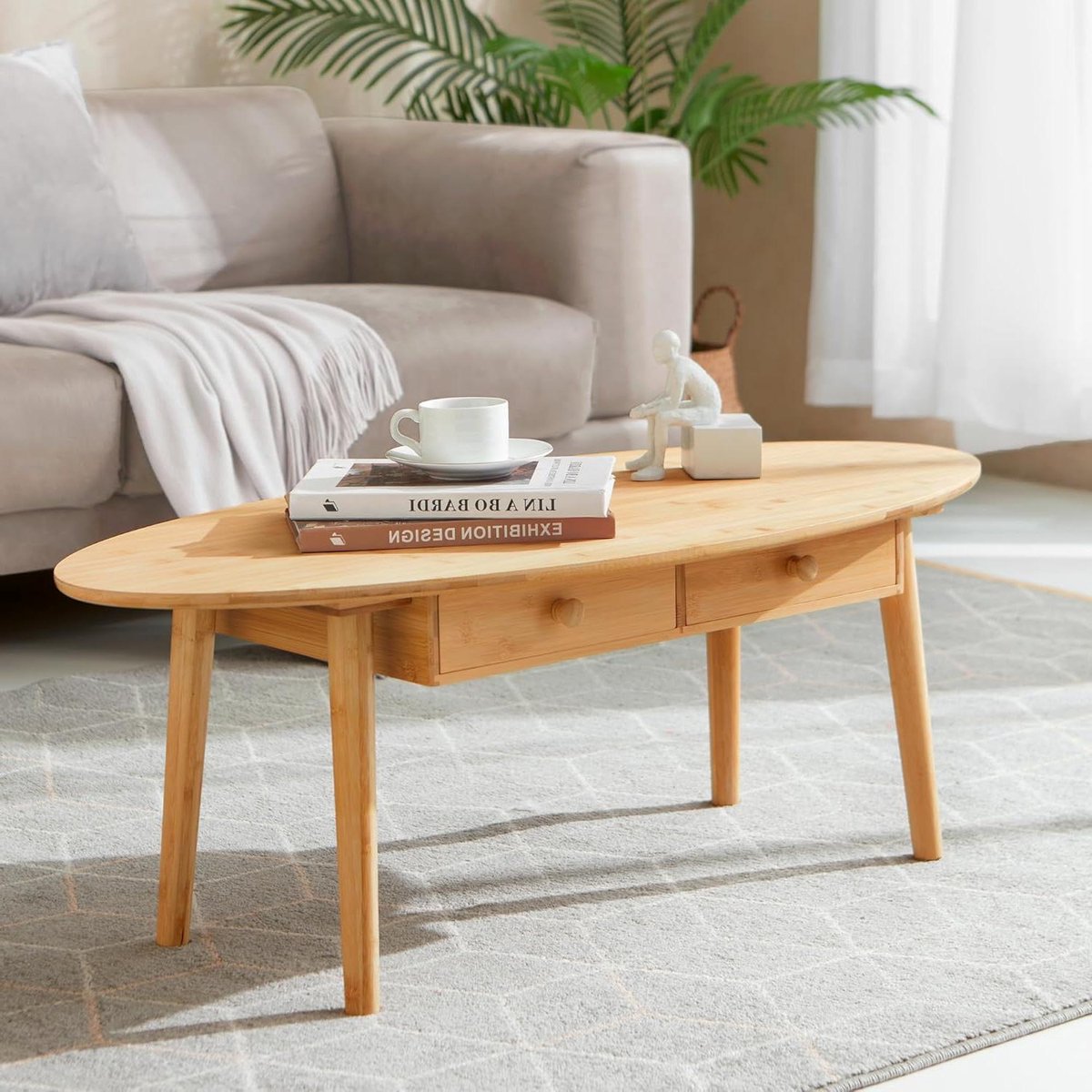 Salontafel - Houten tafel - Woonkamer inrichting - Met opbergruimte - 100x48x37cm - Houtkleur