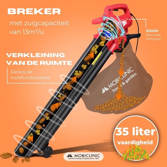 Elektrische Bladblazer, Zuiger en Versnipperaar - Krachtige 3-in-1 Tuinluchtblazer met 6 Snelheden van Merkloos	 — afbeelding 3