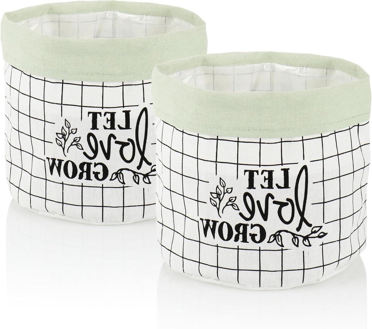 Opbergmand Set - Decoratieve Mand - Thuis Organiseren - Lichtgewicht & Opvouwbaar - 21 x 19 cm - Lichtgroen
