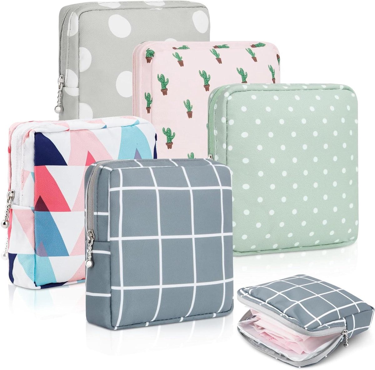 Sanitaire Opbergzakjes - Menstruatie Tasjes - Persoonlijke Hygiëne - Privacy Beschermend - 5 stuks - Multicolor