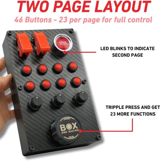 Simracing Button Box - Race Controller - Race Simulatie - 12 Selecteerbare Inputs - 20 x 12 x 7.2 cm — afbeelding 5