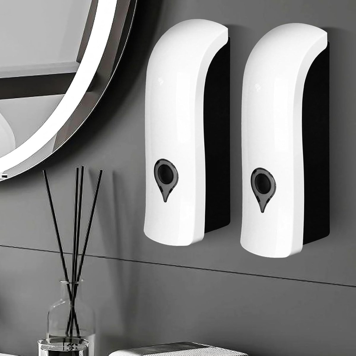 Praktische wandzeepdispenser set van 2, 300 ml, zonder boren, ideaal voor badkamer en keuken, wit
