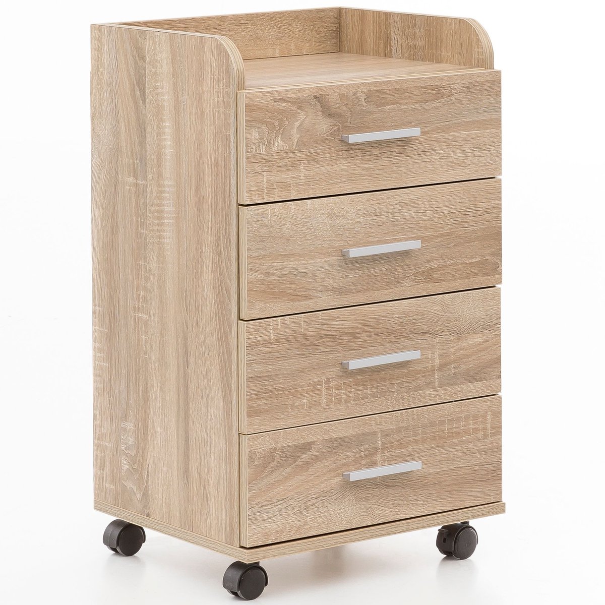 rolcontainer WL5.749 40x70,5x33cm Sonoma | Bureaucontainer Rolkast 4 laden | Hedendaagse ladekast met zwenkwielen | Standcontainer Kantoorcontainer Zijcontainer