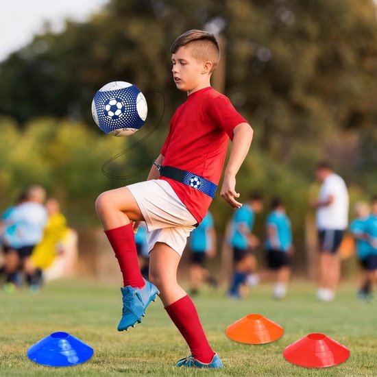 Voetbal Trainingsset - Bal Controle Hulpmiddel - Verbeteren Balgevoel - Verstelbare Riem - 10 Kegels 150cm Koord - Multicolor — afbeelding 3