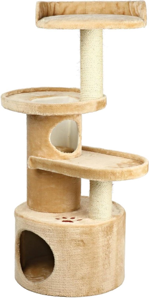 Krabpaal - Kattenmeubel - Spelen en rusten - Met sisal palen - 105 cm - Beige