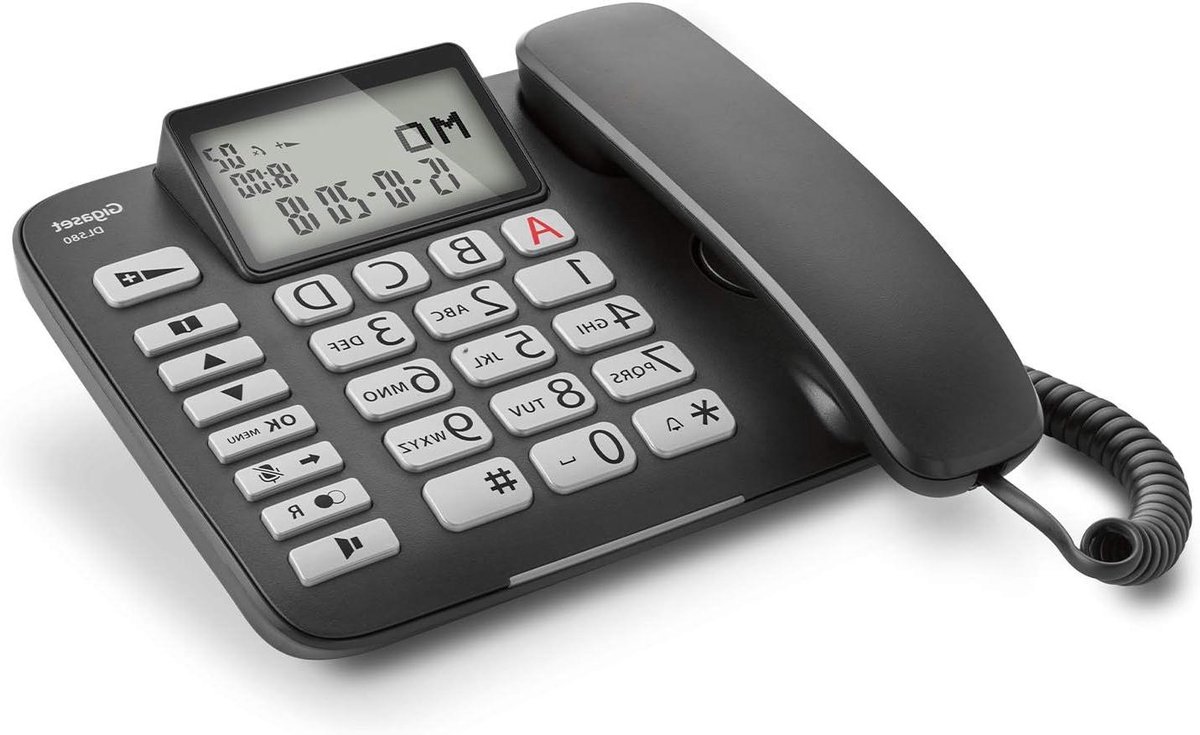 Vaste Telefoon - Draadgebonden toestel - Thuisgebruik Kantoor - Grote Ergonomische Knoppen - 20 x 19.5 x 7.8 cm - Zwart