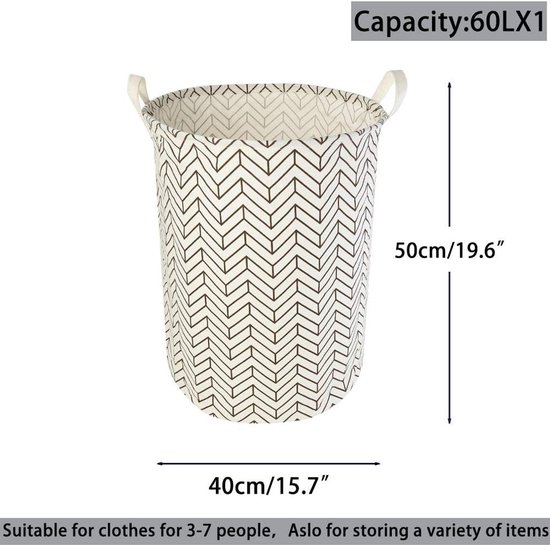 Wasmand Ronde Mand - Opbergmand Katoen - Huishouden Organiseren - Waterdichte Voering - 50 cm Hoog - Pijlpatroon — afbeelding 5