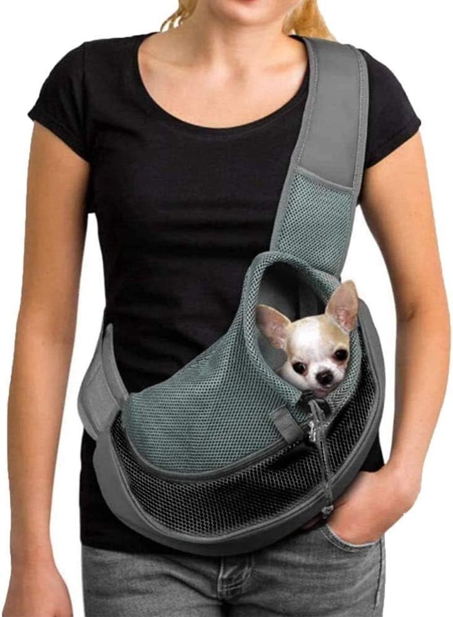 Honden- en katten draagtas voor kleine huisdieren, verstelbare schouderband, mesh ontwerp, ideaal voor wandelen en reizen met je huisdier