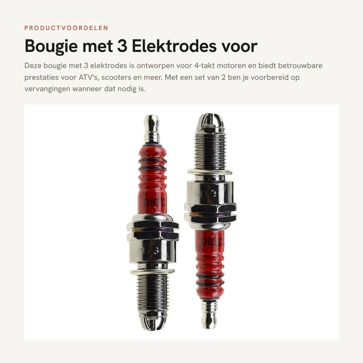 Dailygoods - Bougie met 3 Elektrodes voor 4 Takt Motoren, Set van 2
