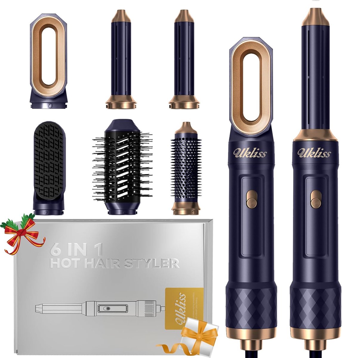 Thijox - 6-in-1 Haardroger en Haarstyler, Automatische Airflow Krultang, Ronde Borstelföhn, Warme Luchtborstel, Thermische Borstel voor Vrouwen - Mult