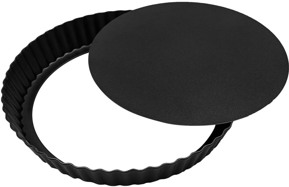 Dailygoods- Quiche Schotel 20 cm - Antiaanbakvorm - Carbon Staal - Hittebestendig tot 230°C - Verwijderbare Basis - Duurzaam en Robuust - Taartvorm