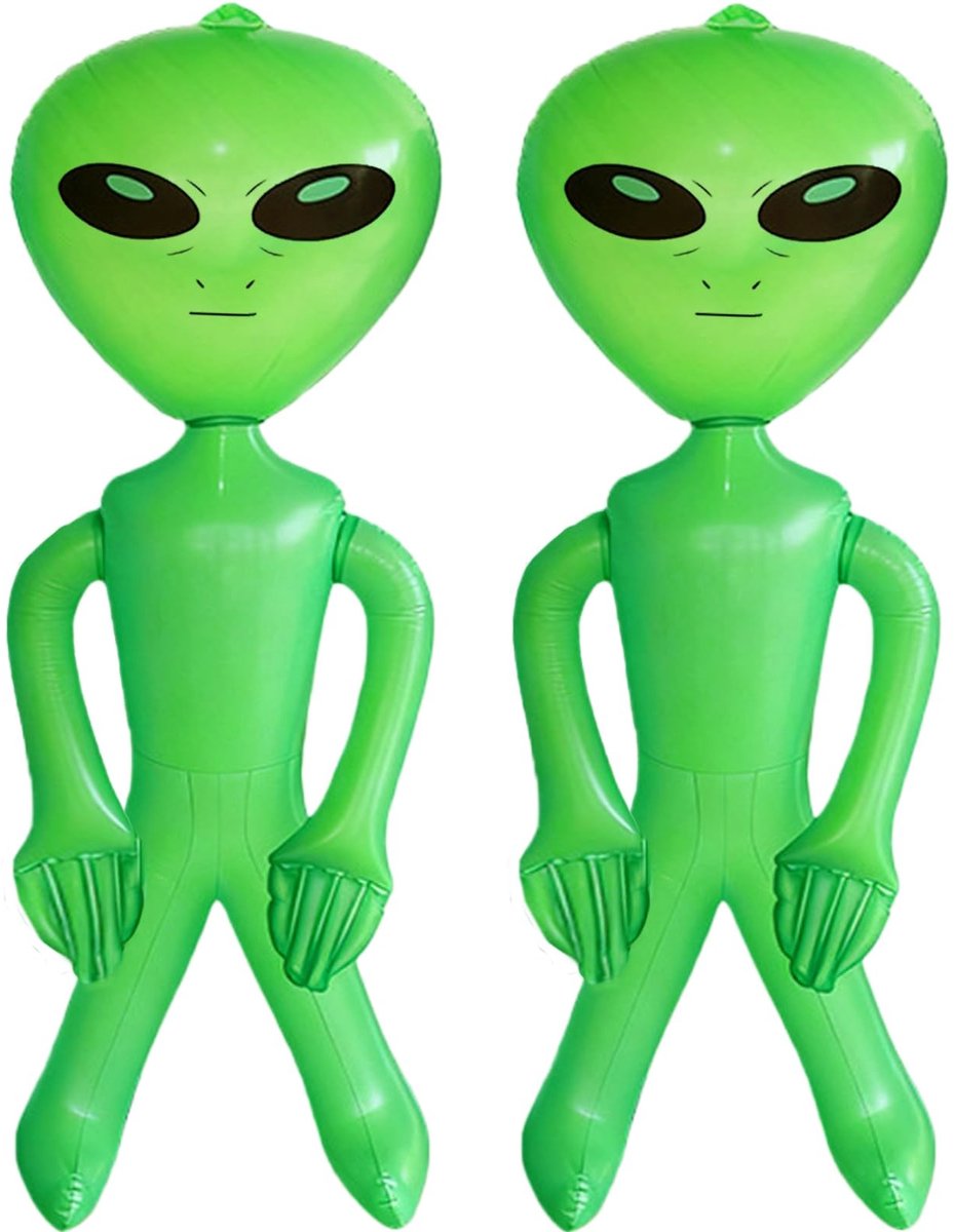 Dailygoods- Opblaasbare Alien Groot - 2 Stuks - Decoratie voor Verjaardagsfeestjes - Buitenaardse Feesten - Carnaval - Halloween - Herbruikbaar 85 cm