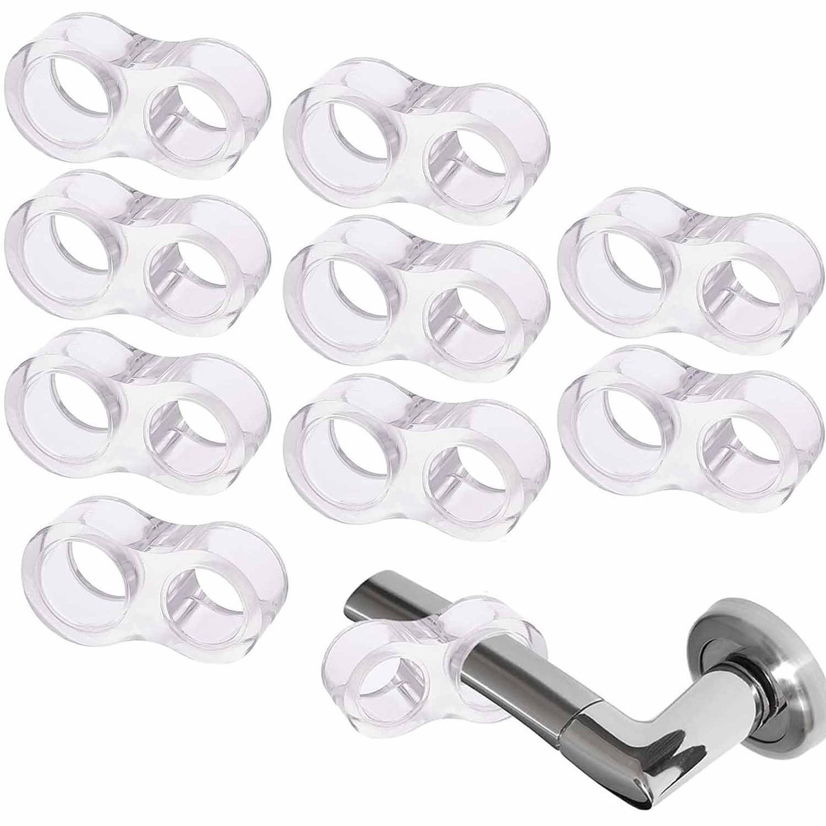 Dailygoods- Deurstopper 10 Stuks - Siliconen Deurstopper voor PVC-Handgrepen - Anti-beschermers - Geschikt voor Deurgreepdiameter 15,5-18,5 mm - Transparant Design - Deurbuffer