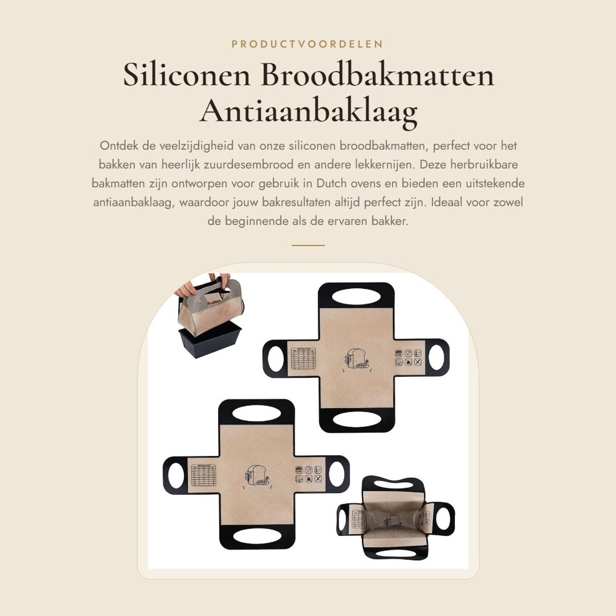 Dailygoods- Broodbakmat Antiaanbaklaag - Siliconen - Herbruikbaar - Set van 2 - Geschikt voor Zuurdesem - 49x39cm - Bakmat