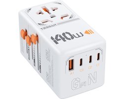 SnelShoppen - TESSAN GAN Reisadapter 140W met USB C & A, Universele Stopcontactadapter voor UK, VS, Australië, Thailand, Snellader voor Wereldwijde Re