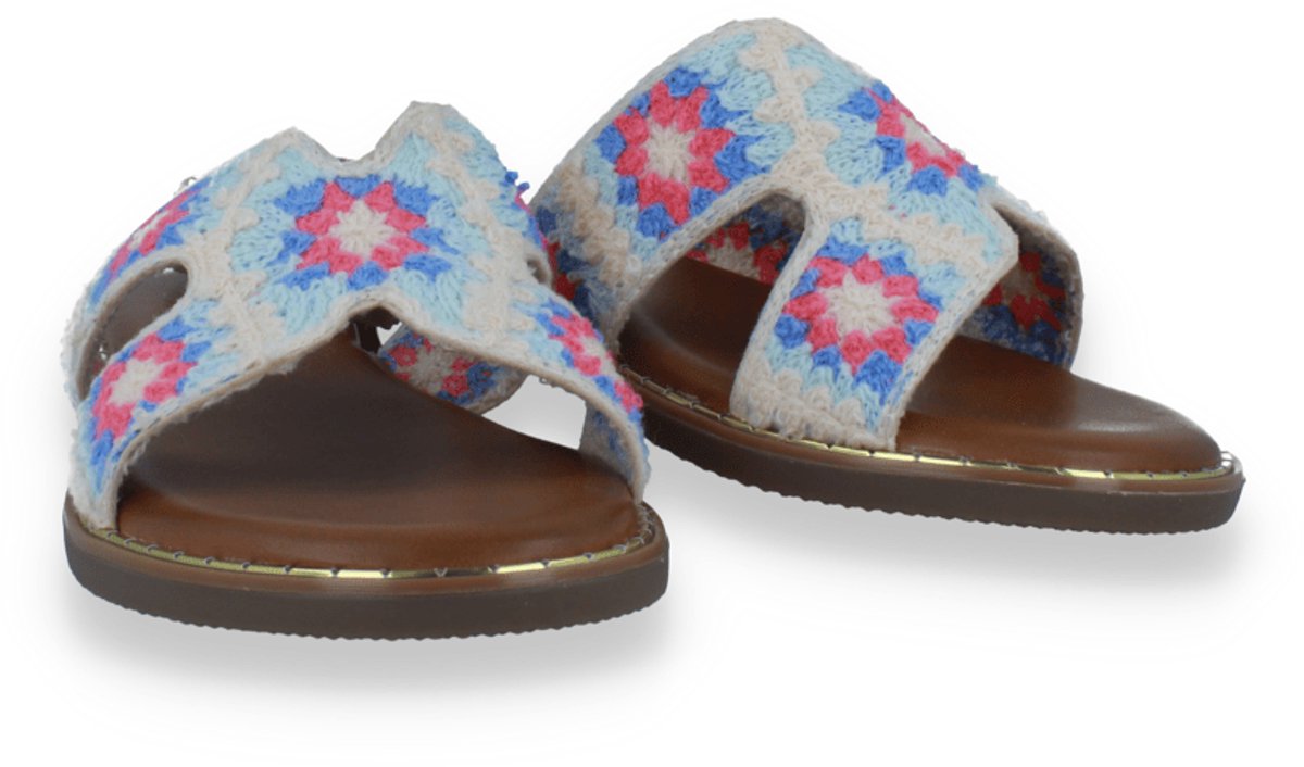 Double Heart Dames Slipper Multi | Multicolour | Maat: 38