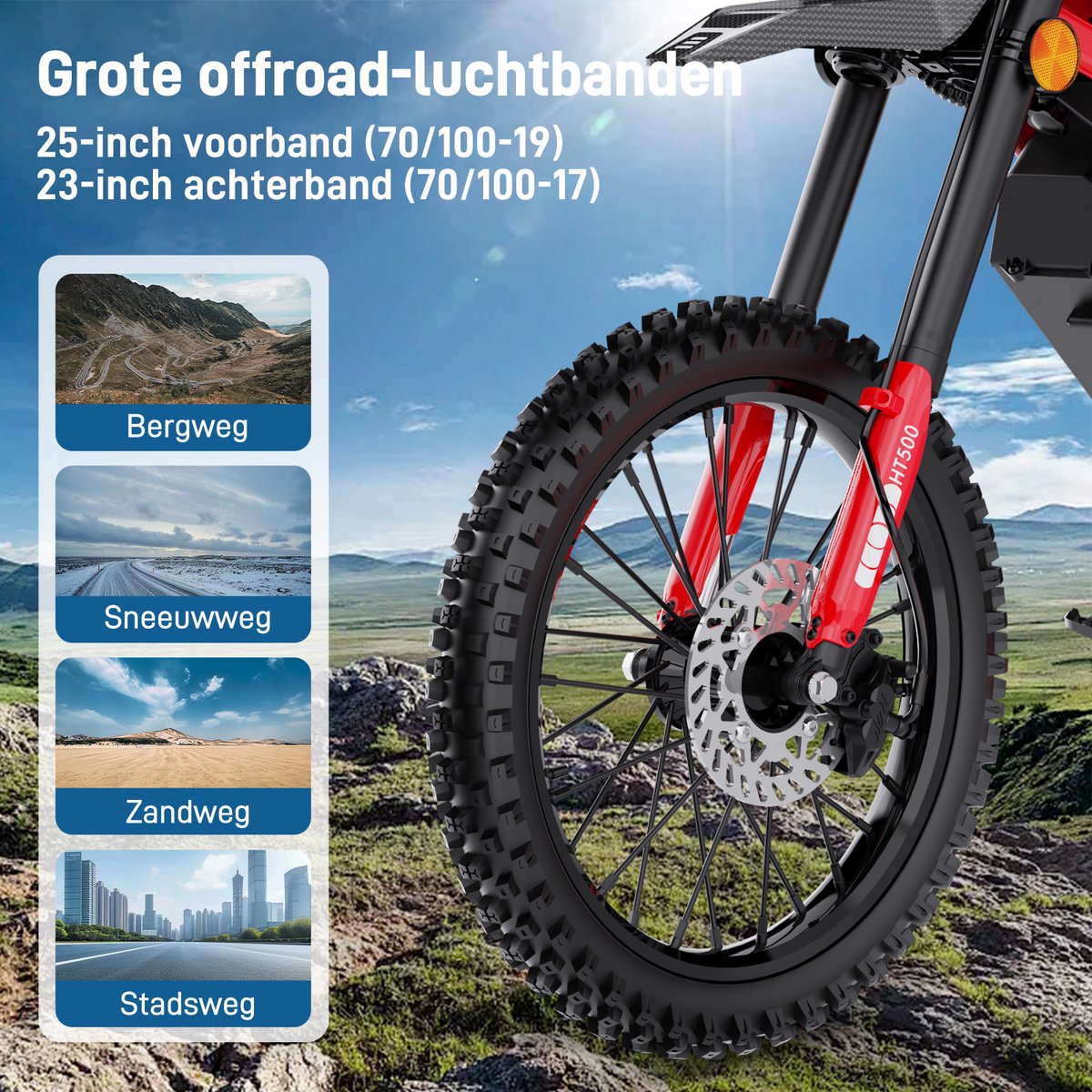 HITWAY Elektrische Bromfiets HT500 - 2500W elektrische scooter, elektrische motorfiets tot 45km/u, 60V 27Ah lithium accu, actieradius 45-60km - hydraulische schijfremmen voor en achter – foto 4