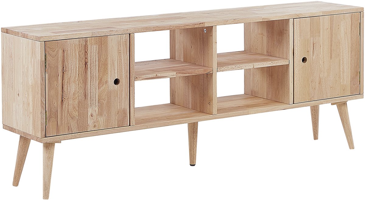 Beliani CHANDLER - TV-meubel - Lichtbruin - Rubberhout
