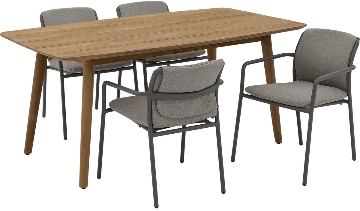 Goossens Tuinset Lago incl. Bibione stoelen - Hout - onbewerkt - 180 x 76 x 90 cm