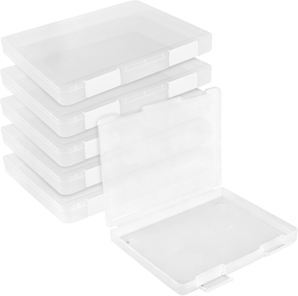 Set van 6 Doorzichtige A4 Plastic Bestandenboxen, Draagbare Document Organizer voor Papier, Tijdschriften en Knutselbenodigdheden