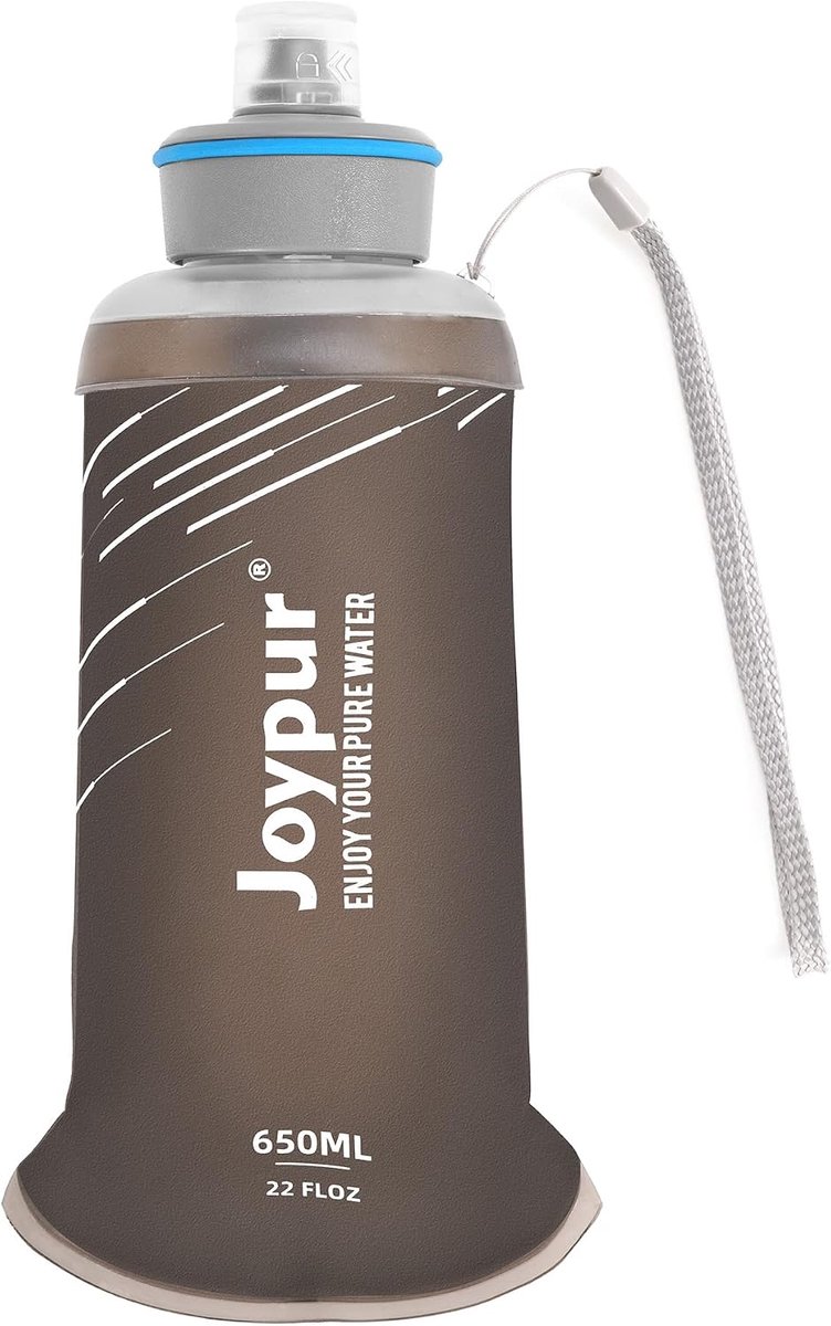 Thijox - Waterfilter Drinkfles 650 ml - Opvouwbare Outdoor Survival Fles met Filter - Ideaal voor Camping, Wandelen, Reizen - Grijs
