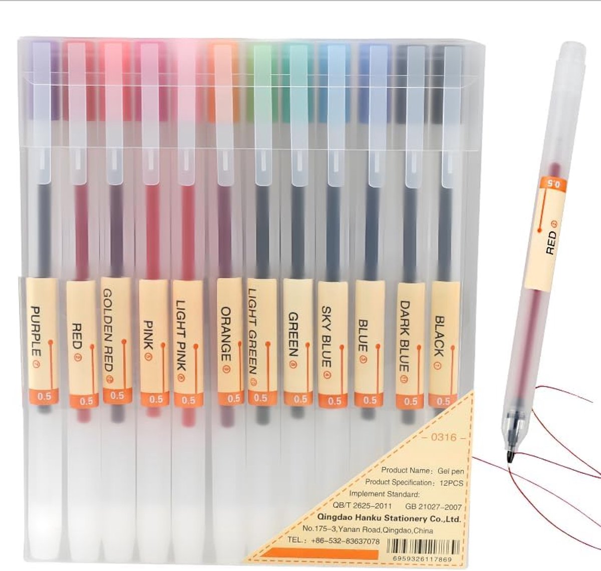 Gelpennen, 12 stuks, gekleurde gelpennen, punt 0,5 mm, pennen voor dagboek, doodling, tekenen en notities, fijn en - ShopVlot
