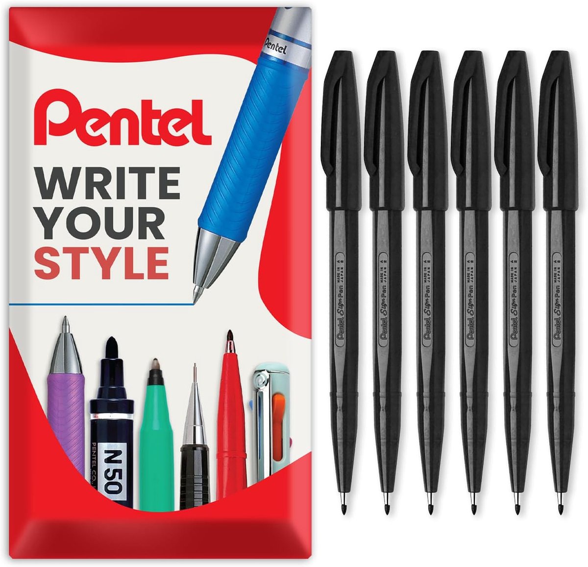 Thijox - Set van 6 Zwarte Vezelpunt Fineliners 2mm Penpunt - Originele Markeerstiften voor School, Tekenen, en Creatieve Projecten - Kleur: Zwart