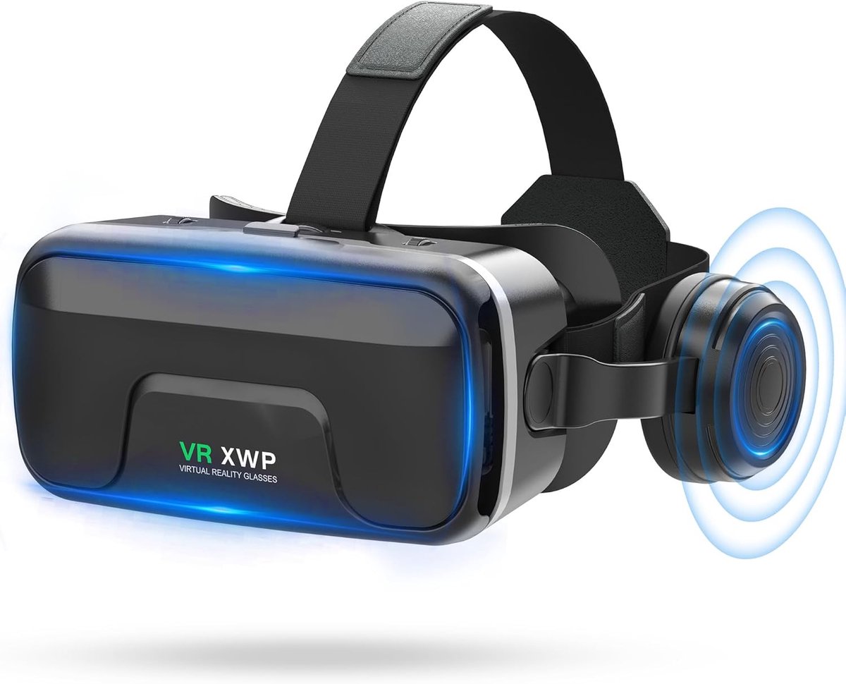 Thijox - XWP VR-headset met Oordopjes, 3D Virtual Reality-bril voor Mobiele Telefoon (4,7–7,2"), HD Anti-Blauw Licht Lenzen, Ideaal voor Spellen en Fi