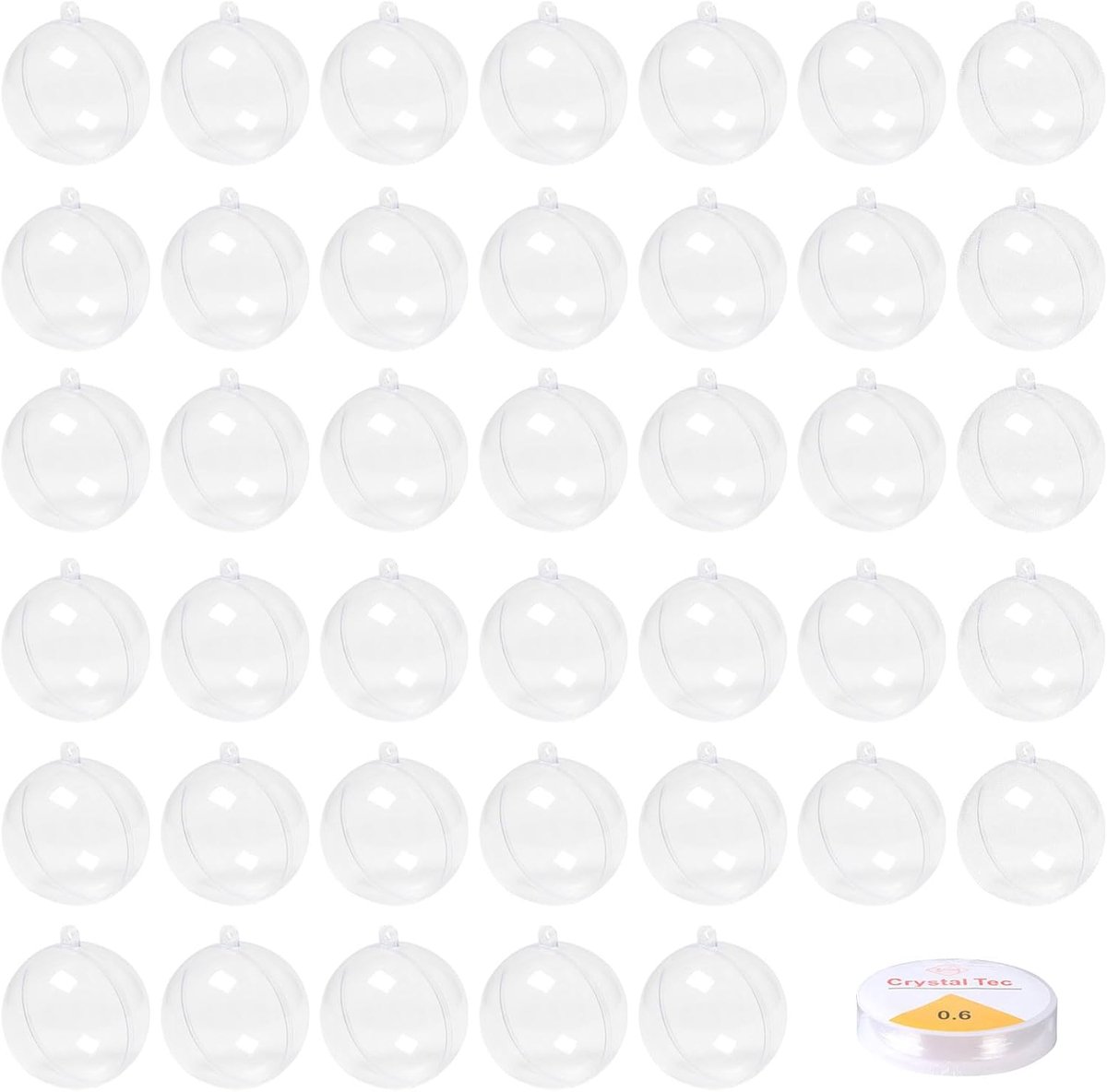 SnelShoppen - Pack van 40 Transparante Plastic Kerstballen 6 cm - Vulbare Acryl Ornamenten voor Kerstbomen, Bruiloften, Feesten en Kamers