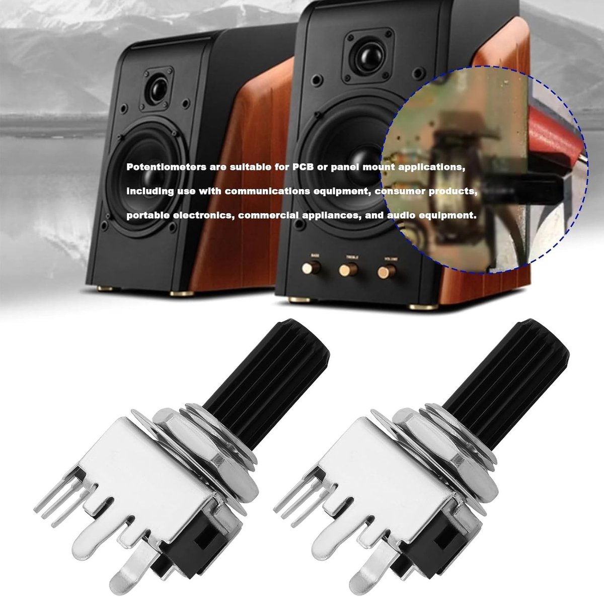 10 Stuks Logaritmische Potentiometer 100K Ohm 9mm met 6mm Serrated Shaft voor PCB en Paneelmontage, Geschikt voor Communicatieapparatuur