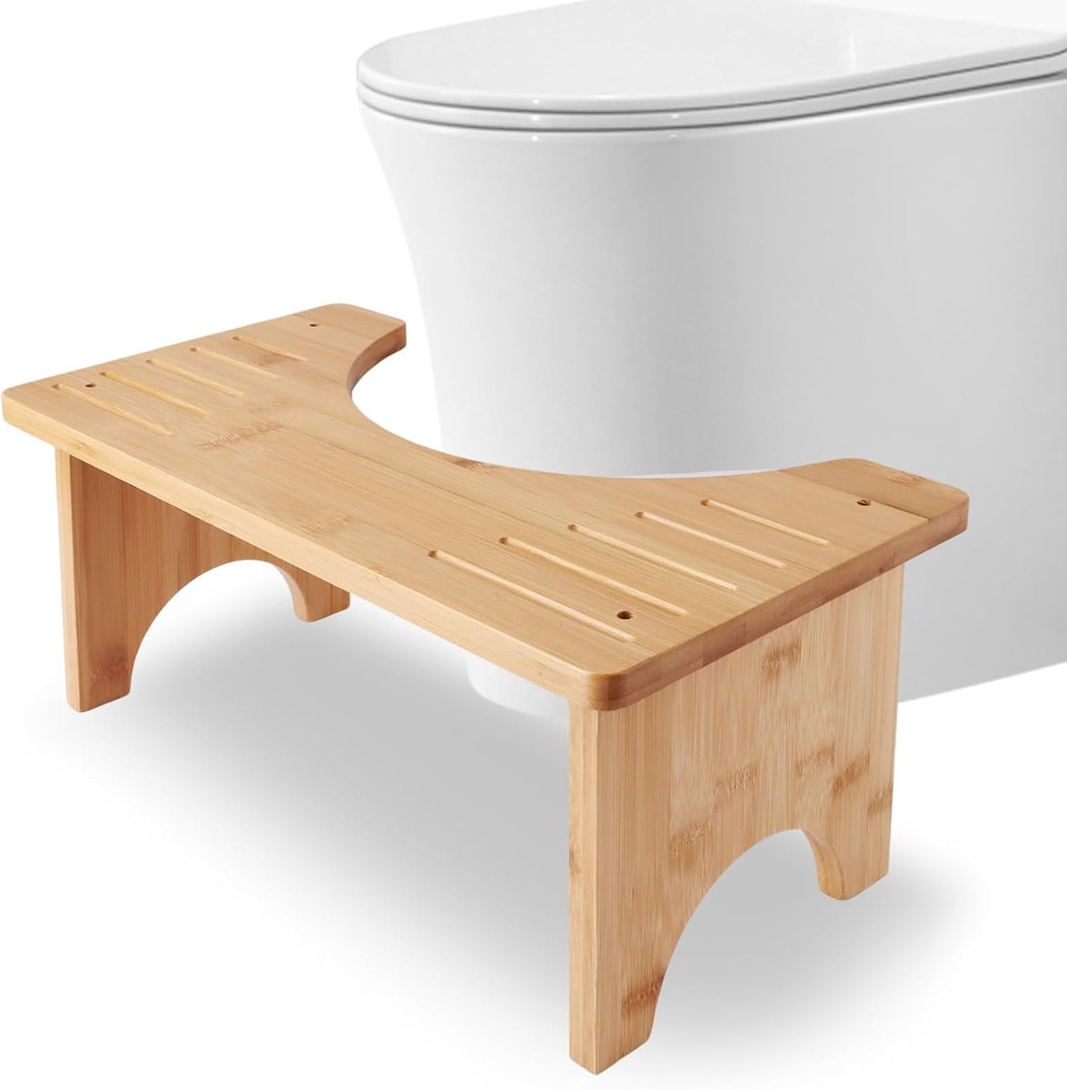 Toiletkruk voor Volwassenen van Bamboe - Comfortabele Poepkruk voor Badkamer, 40x20x17CM, Verhoogt Toiletgebruiksgemak
