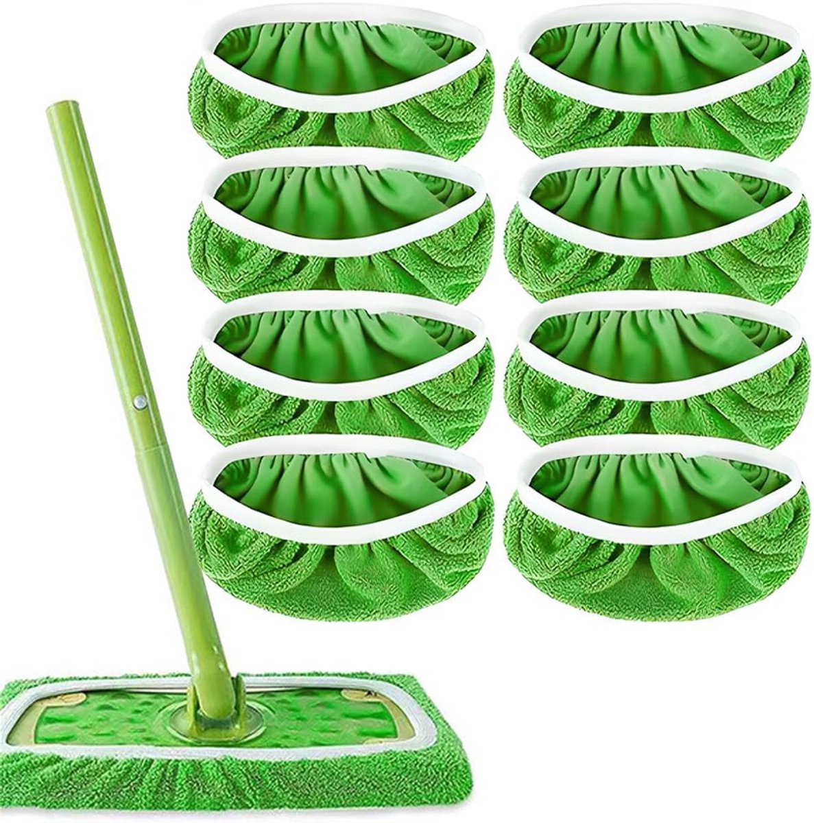 Vloerdoeken voor Swiffer Sweeper Mop, 8 stuks, herbruikbaar, voor Swiffer vloerwisser, 25 x 11,5 cm, droge/vochtige vloerdoeken voor het reinigen van oppervlakken, houten vloeren (groen)
