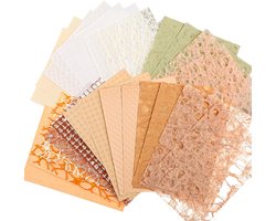 32 stuks Scrapbook Paper Textured Handmade Paper Sheets Vintage Junk Journaling Supplies Craft Kits Mesh Stof Mix Neutrale Decoratieve Scrap Papers voor Kaart Maken, Reliëf, DIY Junk Journals